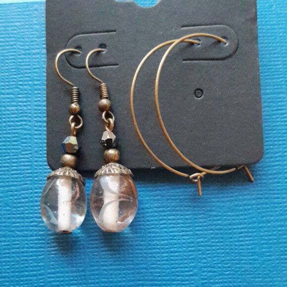 Artisan earrings  512# dangle earrings Victorian earrings Letter in a bottle gl - Picture 1 of 4